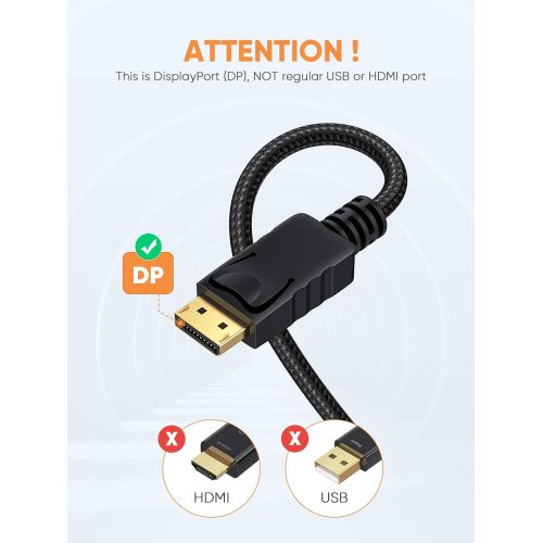  DisplayPort to VGA Cable 6FT, CableCreation DP to VGA Cable [24K Gold Plated, Braided Jacket] Standard DP Male to VGA Male Cable Compatible with Lenovo, Dell, HP and Other Brand, 1