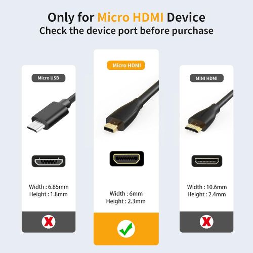  CableCreation 4K Micro HDMI to HDMI Cable Adapter, 4K 60Hz Ethernet 3D Audio Return, Compatible with GoPro Hero 8/7/6/5, Raspberry Pi 4, A6000, A6300, Nikon Camera, Lenovo Yoga 3 P