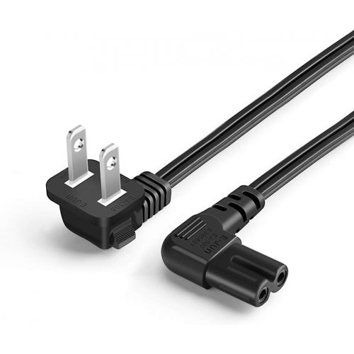  CableCreation 3 Feet 18 AWG Angled 2-Slot Non-Polarized Angle Power Cord (IEC320 C7 to Nema 1-15P), 0.915M / Black
