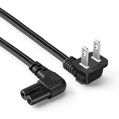  CableCreation 3 Feet 18 AWG Angled 2-Slot Non-Polarized Angle Power Cord (IEC320 C7 to Nema 1-15P), 0.915M / Black