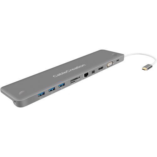  CableCreation USB-C Type C Multiport 4K Adapter, Thunderbolt 3 Compatible, USB-C to USB 3.0HDMIVGAMini DisplayPortEthernetStereoSD CardMicro SD Card and USB-C Female Charge
