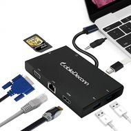 USB-C to Hub,CableDeconn 8in1 USB-C to HDMI Or VGA display Output Card Reader 2 USB 3.0 Hub Ports and Gigabit Ethernet Adapter Cable
