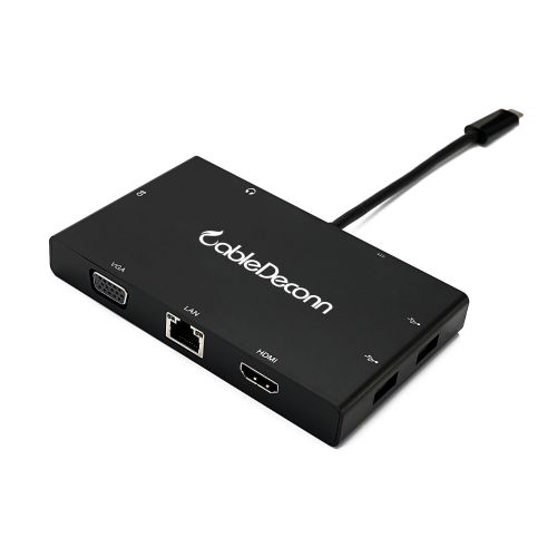  USB-C to Hub,CableDeconn 8in1 USB-C to HDMI Or VGA display Output Card Reader 2 USB 3.0 Hub Ports and Gigabit Ethernet Adapter Cable