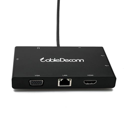  USB-C to Hub,CableDeconn 8in1 USB-C to HDMI Or VGA display Output Card Reader 2 USB 3.0 Hub Ports and Gigabit Ethernet Adapter Cable