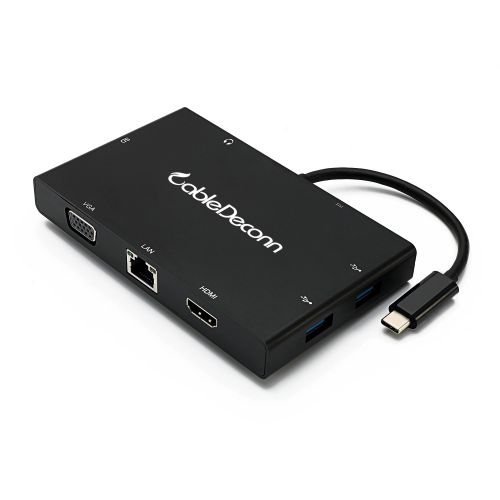  USB-C to Hub,CableDeconn 8in1 USB-C to HDMI Or VGA display Output Card Reader 2 USB 3.0 Hub Ports and Gigabit Ethernet Adapter Cable