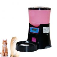 Cacoffay Automatic Multifunction Pet Feeder for Cats Dogs with Portion Control Features, Timed, Quantitative, Recording 1-4 Meals Food Dispenser(Pink)