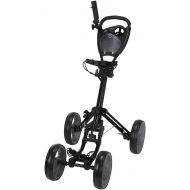 Caddymatic Golf Quad 4-Wheel Folding Golf Pull/Push Cart Black