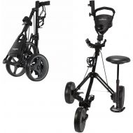 Caddymatic Golf X-TREME 3 Wheel Push/Pull Golf Cart with Seat Black