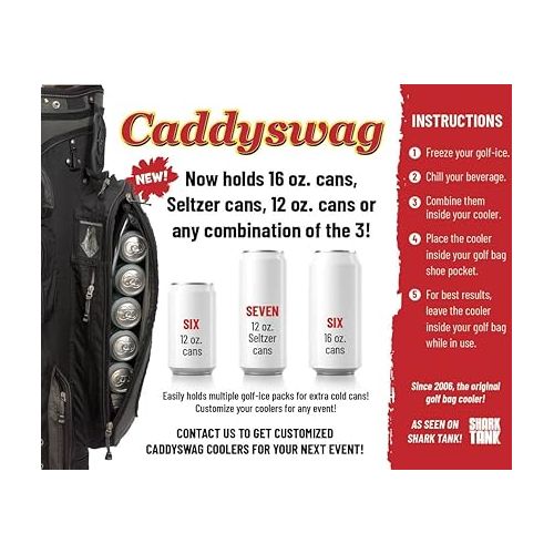  Caddy Swag Golf Bag Cooler Beer Sleeve 6 Can - Fun Golfing Gifts for Men & Women - Camping, Hiking, Traveling, Food, General Use - Great for Golfers, Party Gift, Golf Push Cart Accessories & More