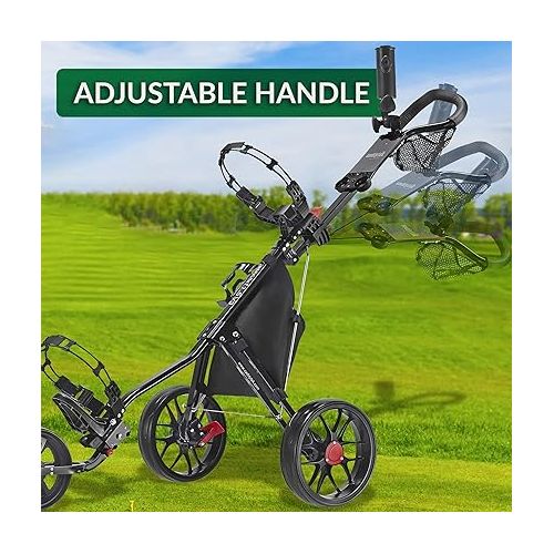  Caddytek CaddyLite 11.5 V3 3 Wheel Golf Push Cart - SuperLite Deluxe, Lightweight, Easy To Fold Caddy Cart Pushcart