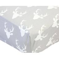 CadenLaneBabyBedding Gray Woodland Deer Crib Sheet | Gray, Ivory, Deer, Woodland Baby Boy Fitted Crib Sheet | Woodland Deer Collection