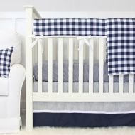 CadenLaneBabyBedding Bretts Navy Gingham Bumperless Baby Bedding | Blue and White Boy Crib Set | Gingham Navy and White Teething Guard | Crib Rail Cover