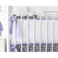 CadenLaneBabyBedding White Crib Bumpers | Purple Leopard Collection | Purple Paige Collection | Purple and White Baby Bumpers