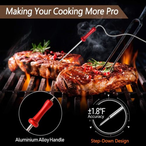  [아마존 핫딜] Cadence ENZOO Wireless Meat Thermometer for Grilling,Upgraded 500FT,Ultra Accurate & Fast Digital Meat Thermometer with 4 Probes,Best Carring Case Included,178°WideView Meat Thermometer fo