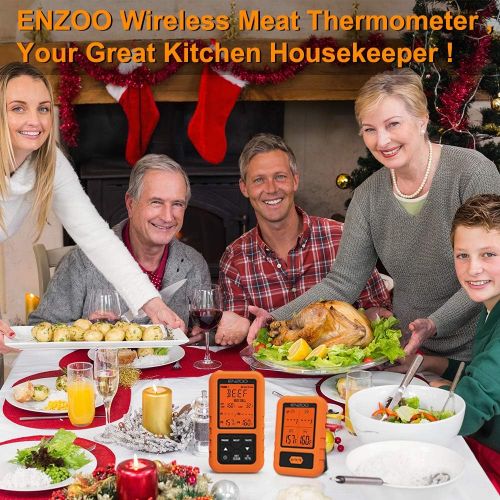  [아마존 핫딜] Cadence ENZOO Wireless Meat Thermometer for Grilling,Upgraded 500FT,Ultra Accurate & Fast Digital Meat Thermometer with 4 Probes,Best Carring Case Included,178°WideView Meat Thermometer fo