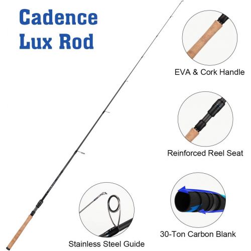  Cadence Lux Spinning Rod, Newly Upgraded Fishing Rod with Premium Components, 30-Ton Carbon Blanks, Super Smooth Stainless Steel Guide with SIC Insert, Highly Sensitive & Strong Ro