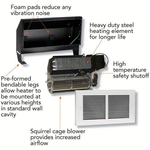  Cadet Register Wall Heater Manual Reset 240 V White 12 1600 W