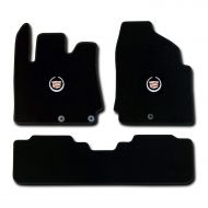 Averys Floor Mats Part Compatible with Cadillac SRX 3 Pc (2 Fronts / Rear Runner) Black Custom Fit Carpet Set with Licensed Cadillac Crest Logo on fronts - Fits 2010 11 12 13 14 15