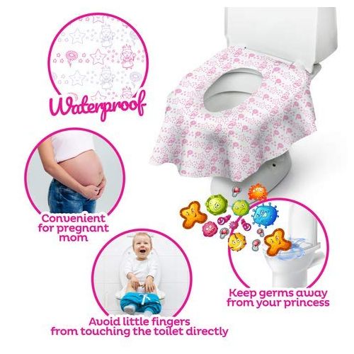  [아마존베스트]Cadily Princess Potty Protectors: Disposable Toilet Seat Covers for Kids | 20-Count Disposable Potty Seat...