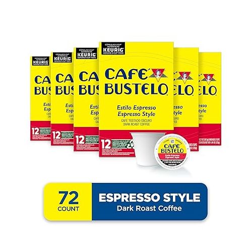  Cafe Bustelo Espresso Style Dark Roast Coffee, 72 Count Keurig K-Cup Pods