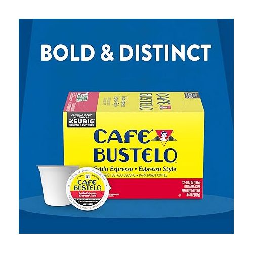  Cafe Bustelo Espresso Style Dark Roast Coffee, 72 Count Keurig K-Cup Pods