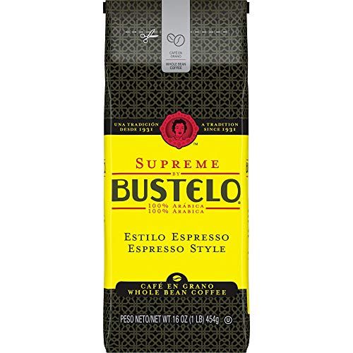  Cafe Bustelo Supreme by Bustelo Espresso Style Dark Roast Whole Bean Coffee, 16 Ounces (Pack of 8)