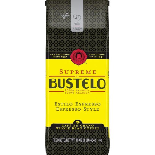  Cafe Bustelo Supreme by Bustelo Espresso Style Dark Roast Whole Bean Coffee, 16 Ounces (Pack of 8)