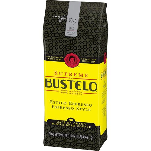  Cafe Bustelo Supreme by Bustelo Espresso Style Dark Roast Whole Bean Coffee, 16 Ounces (Pack of 8)