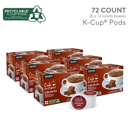  Cafe Escapes, Cafe Mocha Coffee Beverage, Single-Serve Keurig K-Cup Pods, 72 Count (3 Boxes of 24 Pods)