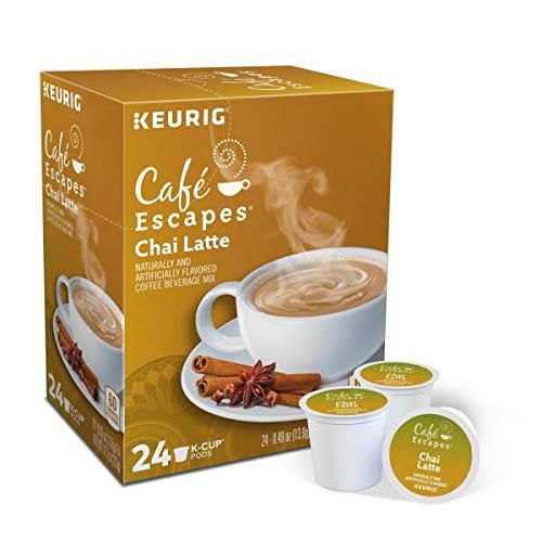  Cafe Escapes, Chai Latte Tea Beverage, Single-Serve Keurig K-Cup Pods, 96 Count (4 Boxes of 24 Pods)