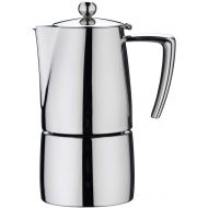 Cafe Stal DEC-04M Art Deco 18/10 Stainless Steel Espresso Coffee Maker with Cool Touch Hollow Handles, Mirror Polished, 4-Cup