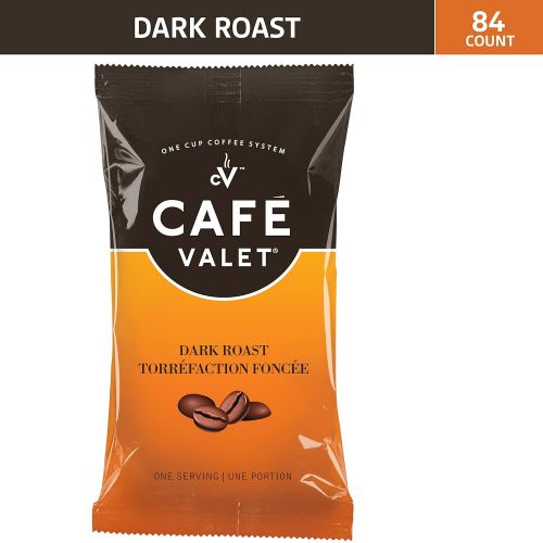  Cafe Valet Single Serve Individually Wrapped Coffee Packs, Regular Dark Roast 100% Arabica Coffee, 84 Count