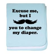 CafePress Mustache You to Change My Diaper Baby Blanket, Super Soft Newborn Swaddle