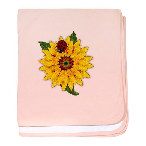  CafePress - Mosaic Sunflower with Lady Bug - Baby Blanket, Super Soft Newborn Swaddle