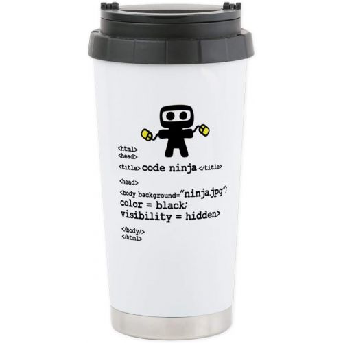  CafePress I Code Like A Ninja Travel Mug Stainless Steel Travel Mug, Insulated 16 oz. Coffee Tumbler