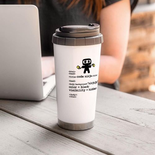  CafePress I Code Like A Ninja Travel Mug Stainless Steel Travel Mug, Insulated 16 oz. Coffee Tumbler