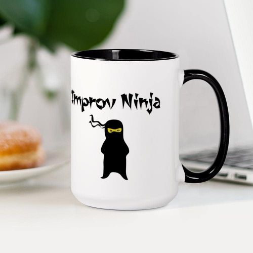  CafePress Improv Ninja Mugs Coffee Mug, Large Ceramic White Tea Cup, 15 oz.