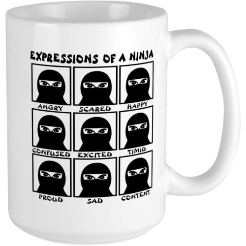  CafePress Expressions Of A Ninja Large Mug Coffee Mug, Large Ceramic White Tea Cup, 15 oz.