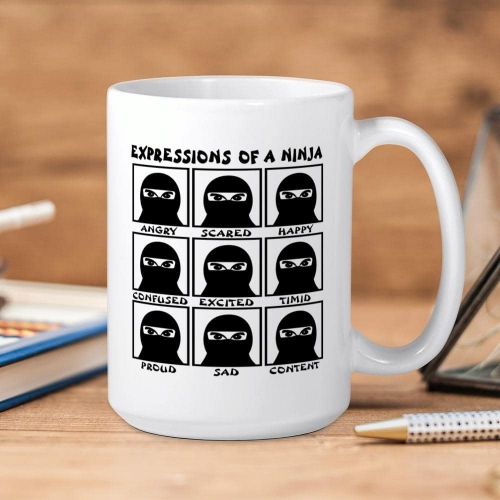  CafePress Expressions Of A Ninja Large Mug Coffee Mug, Large Ceramic White Tea Cup, 15 oz.