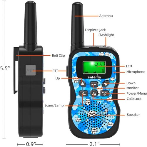  [아마존베스트]Caferria Kids Walkie Talkies, 22 Channel 2 Way Radio 3 Miles Range Walkie Talkies for Kid with Backlit LCD Flashlight Boys Girls Gift 3 Pack Children Toy Outdoor Adventure, Camping