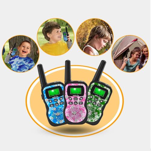  [아마존베스트]Caferria Kids Walkie Talkies, 22 Channel 2 Way Radio 3 Miles Range Walkie Talkies for Kid with Backlit LCD Flashlight Boys Girls Gift 3 Pack Children Toy Outdoor Adventure, Camping