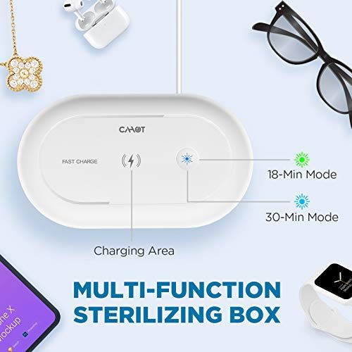  Cahot UV Light Sanitizer Box, Portable Phone UVC Light Sanitizer, UV Sterilizer Box with Aroma Diffuser, Fast Charging for Smart Phone, UV Sterilizing Box for Cell Phone, Jewelry,