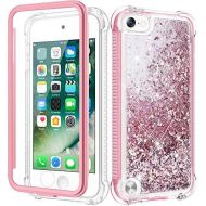 [아마존베스트]Caka iPod Touch 5 6 7 Case for Girls, iPod Touch Case 5th 6th 7th Generation Glitter Full Body Case Built in Screen Protector Bling Floating Liquid Cute Case for iPod Touch 5 6 7 (