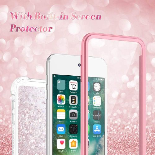  [아마존베스트]Caka iPod Touch 5 6 7 Case for Girls, iPod Touch Case 5th 6th 7th Generation Glitter Full Body Case Built in Screen Protector Bling Floating Liquid Cute Case for iPod Touch 5 6 7 (