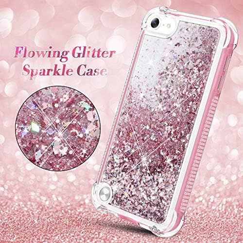  [아마존베스트]Caka iPod Touch 5 6 7 Case for Girls, iPod Touch Case 5th 6th 7th Generation Glitter Full Body Case Built in Screen Protector Bling Floating Liquid Cute Case for iPod Touch 5 6 7 (