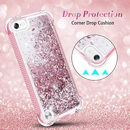  [아마존베스트]Caka iPod Touch 5 6 7 Case for Girls, iPod Touch Case 5th 6th 7th Generation Glitter Full Body Case Built in Screen Protector Bling Floating Liquid Cute Case for iPod Touch 5 6 7 (