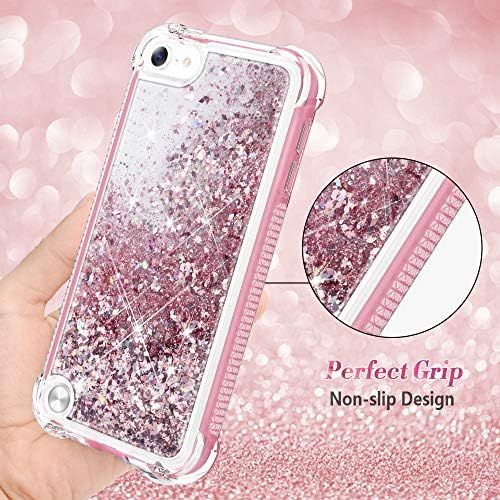  [아마존베스트]Caka iPod Touch 5 6 7 Case for Girls, iPod Touch Case 5th 6th 7th Generation Glitter Full Body Case Built in Screen Protector Bling Floating Liquid Cute Case for iPod Touch 5 6 7 (