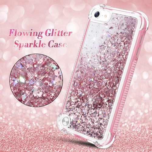  [아마존베스트]Caka iPod Touch 5 6 7 Case for Girls, iPod Touch Case 5th 6th 7th Generation Glitter Full Body Case Built in Screen Protector Bling Floating Liquid Cute Case for iPod Touch 5 6 7 (