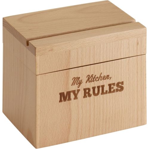  Cake Boss Countertop Accessories Beechwood Recipe Box with My Kitchen, My Rules Message