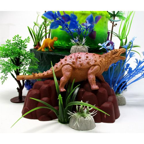  Prehistoric Deluxe DINOSAUR 18 Piece Birthday CAKE Topper Set Featuring Random Dinosaur Figures, Themed Decorative Accessories, Dinosaurs Average 1/2 to 4 Inches Tall